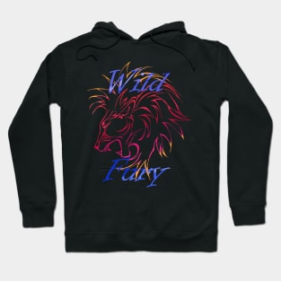 Lion Wild Fury contours red blue Hoodie